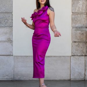 VERA - Abito midi satinato - immagine 5