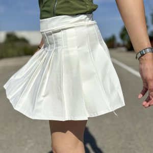 UNIFORM - Gonna corta plissettata beige - immagine 1