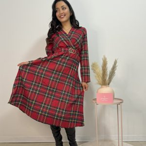 HOLY - Vestito Scozzese Rosso - immagine 3