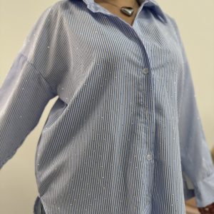 AVA - Camicia a righe azzurra - immagine 4