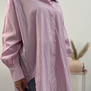 PINK - Camicione a righe con strass - immagine 2