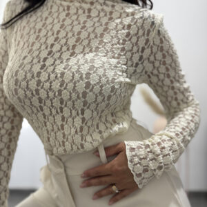 ELLA - Maglia in pizzo panna - immagine 2