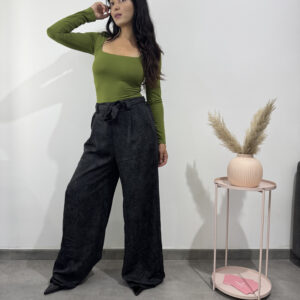 FRENCH - Pantalone damascato nero - immagine 1