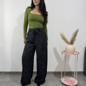 FRENCH - Pantalone damascato nero - immagine 3