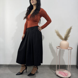 VERTIGO - Pantagonna a pieghe nero - immagine 2